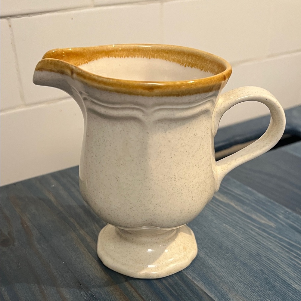 Mikasa Cream and Gold Pitcher